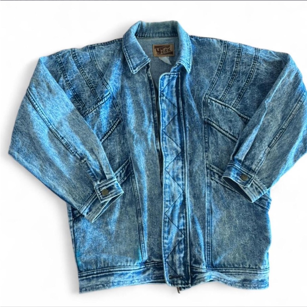Vintage 80’s York Acid Wash Blue Denim Jacket